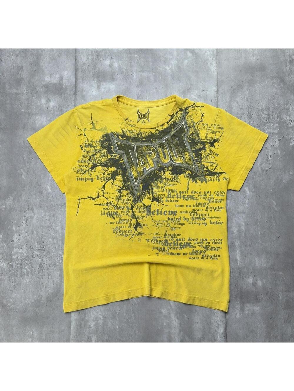 Y2K Yellow Tapout Grunge Gothic Skater T-Shirt
